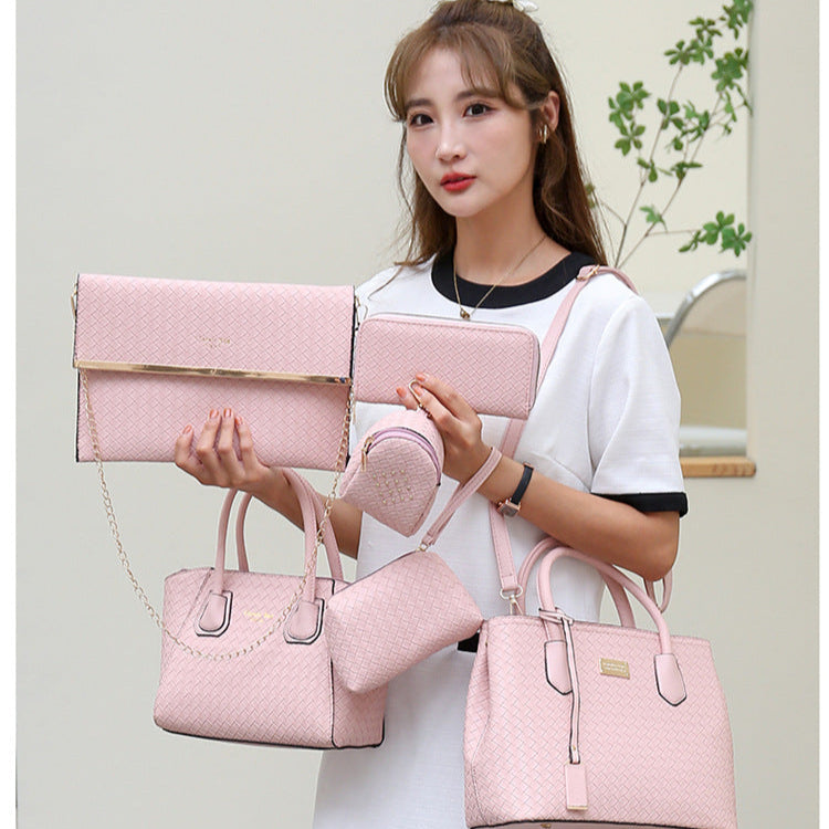 Set 6 Genti Tesătură din Piele Ecologică Roz