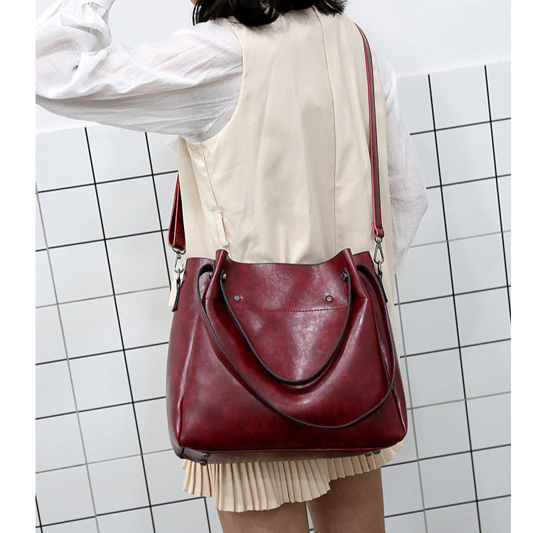 Set 4 Genti din Piele Ecologică Fină Rosu