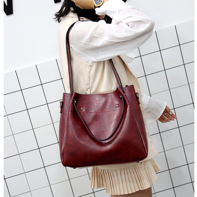 Set 4 Genti din Piele Ecologică Fină Rosu