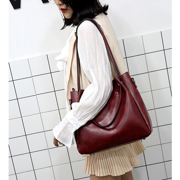 Set 4 Genti din Piele Ecologică Fină Rosu