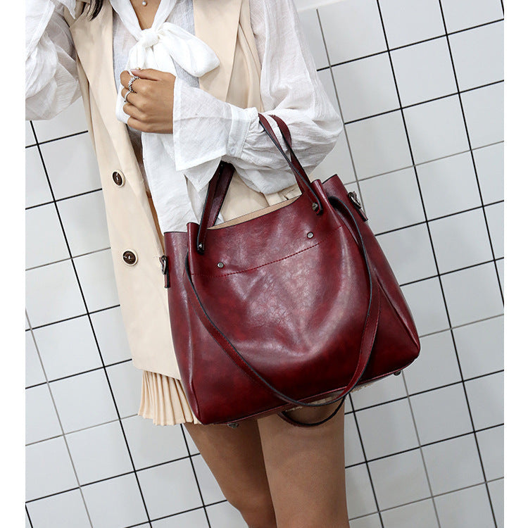 Set 4 Genti din Piele Ecologică Fină Rosu