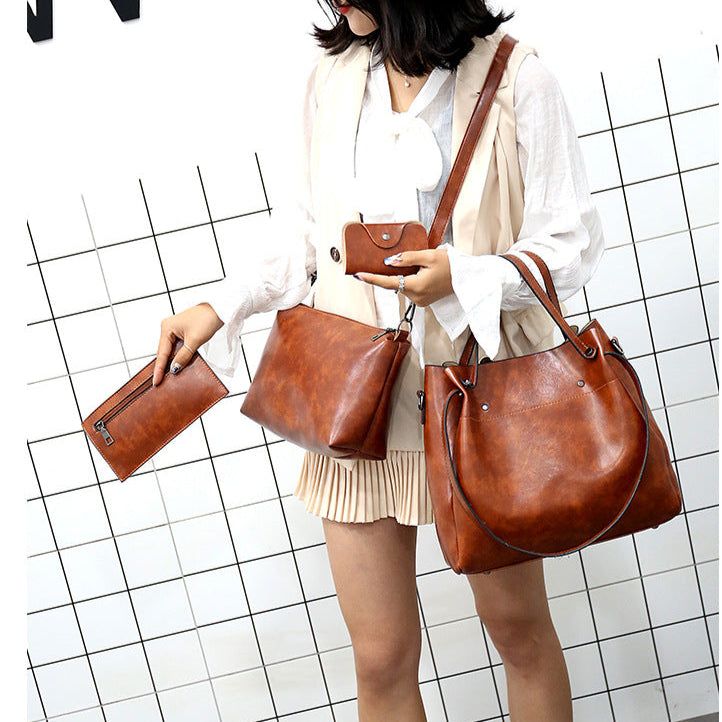 Set 4 Genti din Piele Ecologică Fină Maro