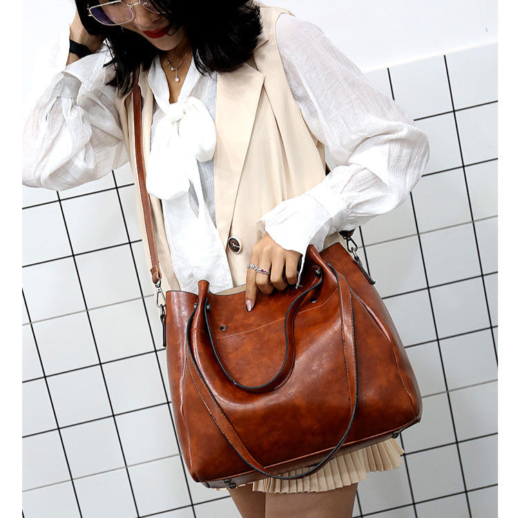 Set 4 Genti din Piele Ecologică Fină Maro