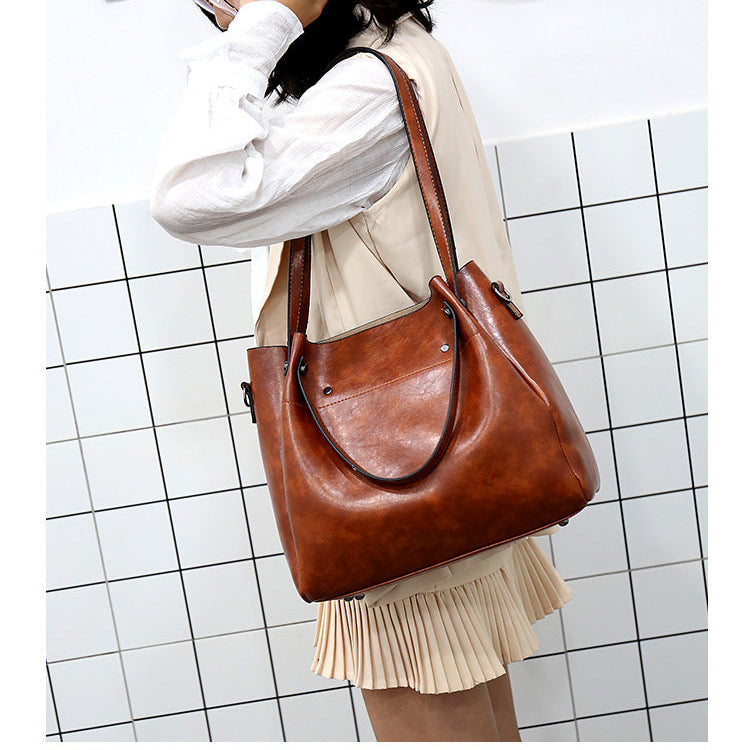 Set 4 Genti din Piele Ecologică Fină Maro