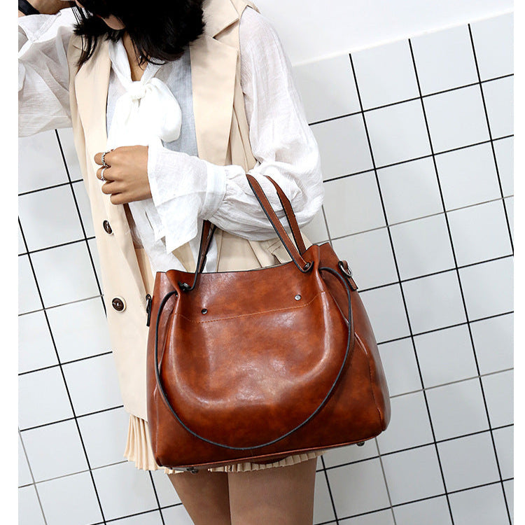 Set 4 Genti din Piele Ecologică Fină Maro