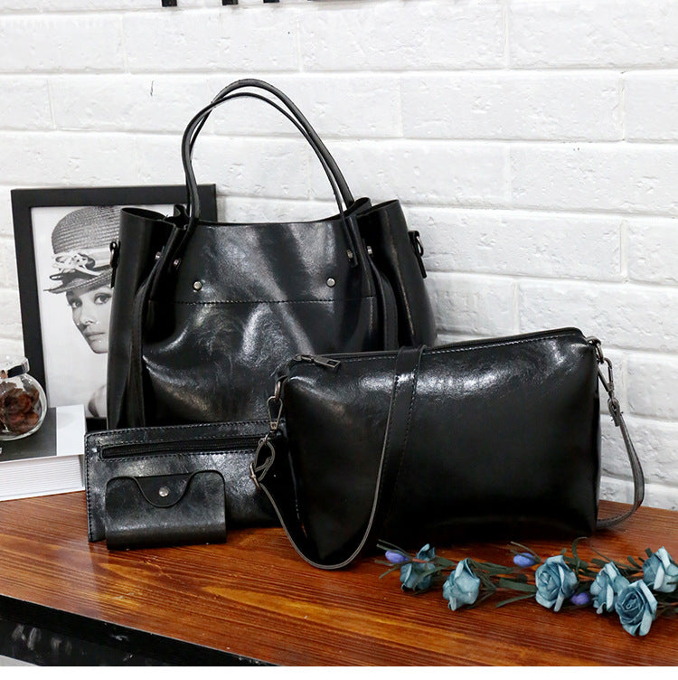 Set 4 Genti din Piele Ecologică Fină Negru