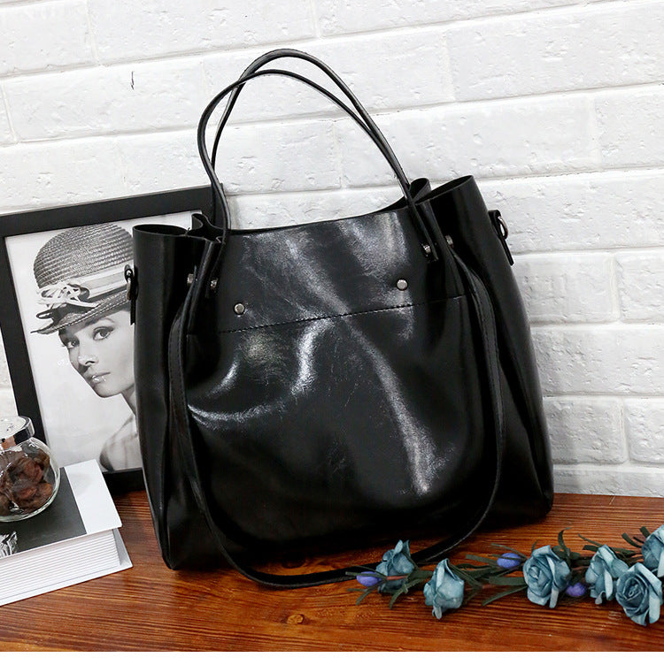 Set 4 Genti din Piele Ecologică Fină Negru