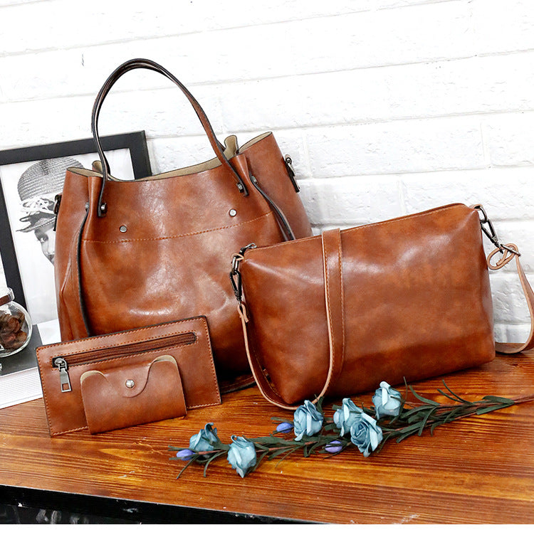 Set 4 Genti din Piele Ecologică Fină Maro