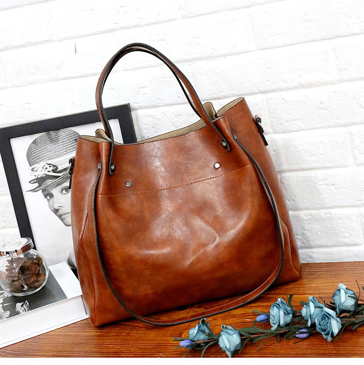 Set 4 Genti din Piele Ecologică Fină Maro