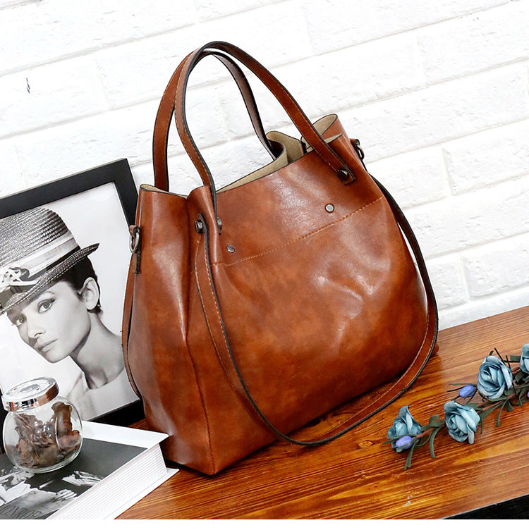 Set 4 Genti din Piele Ecologică Fină Maro