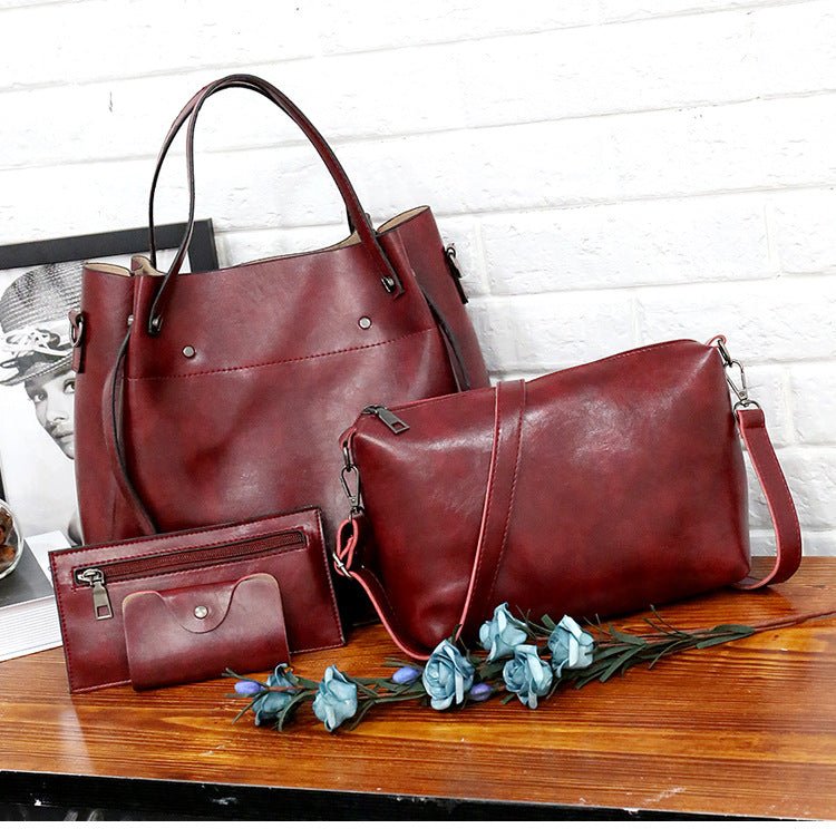 Set 4 Genti din Piele Ecologică Fină Rosu