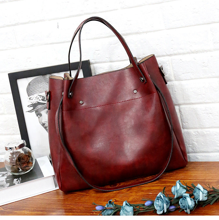 Set 4 Genti din Piele Ecologică Fină Rosu