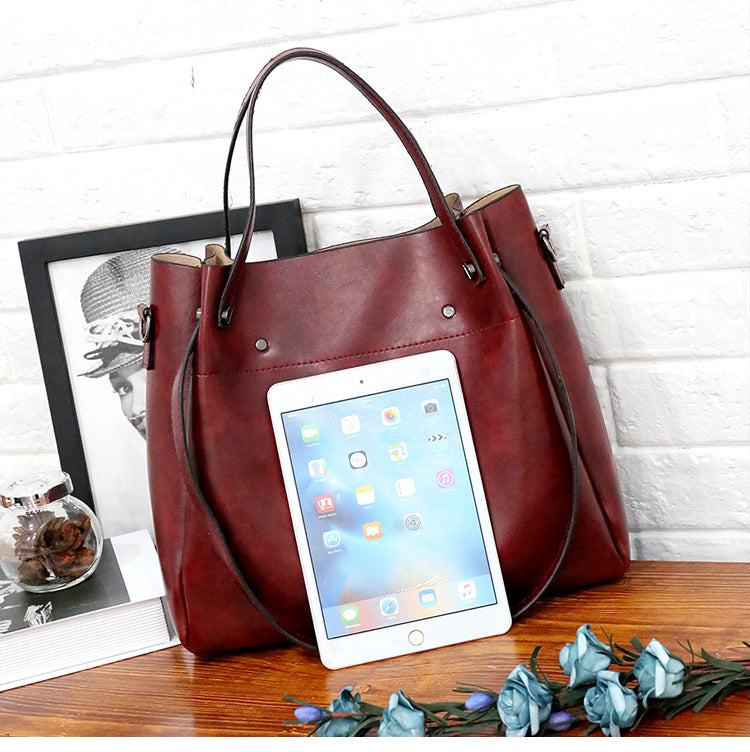 Set 4 Genti din Piele Ecologică Fină Rosu