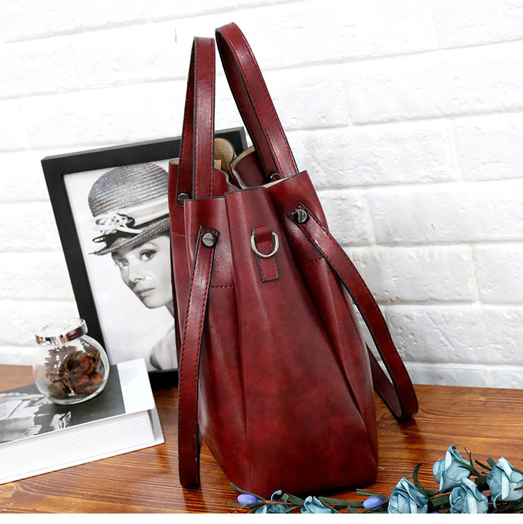 Set 4 Genti din Piele Ecologică Fină Rosu