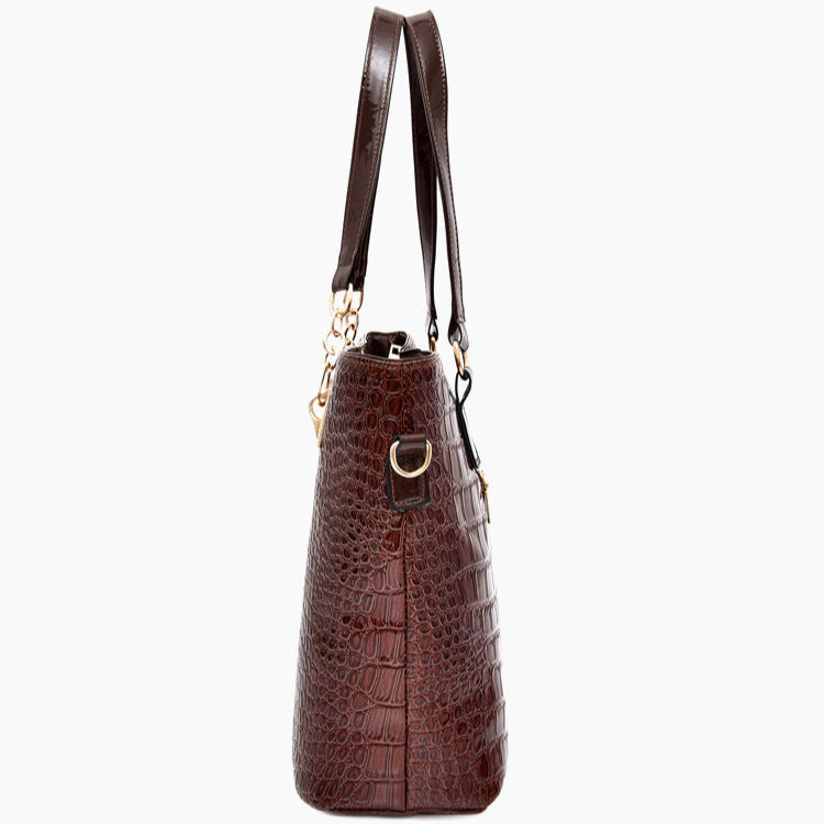 Set 6 Genti Piele Ecologică, Aspect Crocodil, Maro