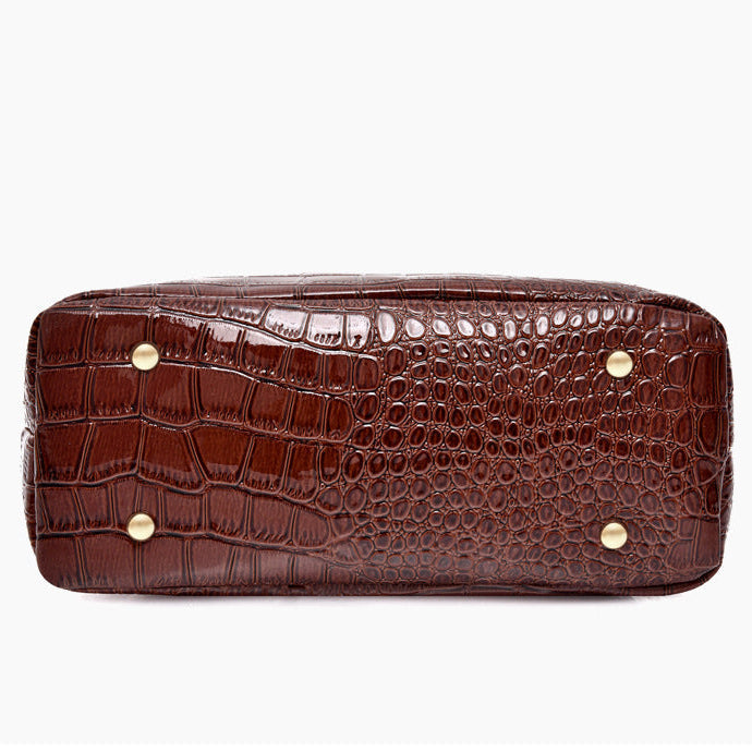 Set 6 Genti Piele Ecologică, Aspect Crocodil, Maro