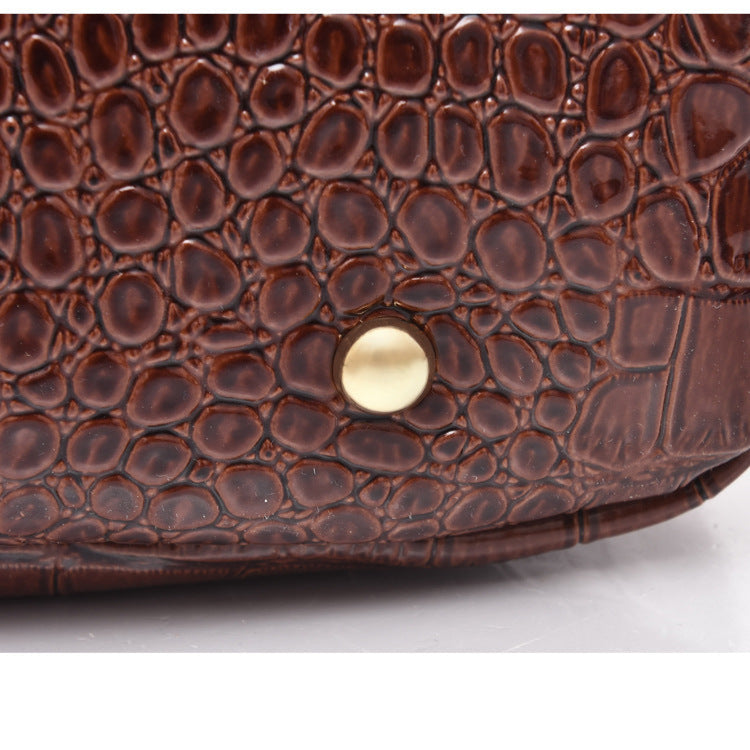 Set 6 Genti Piele Ecologică, Aspect Crocodil, Maro