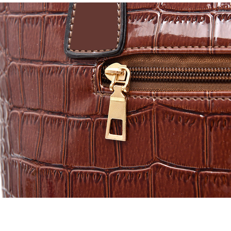 Set 6 Genti Piele Ecologică, Aspect Crocodil, Maro