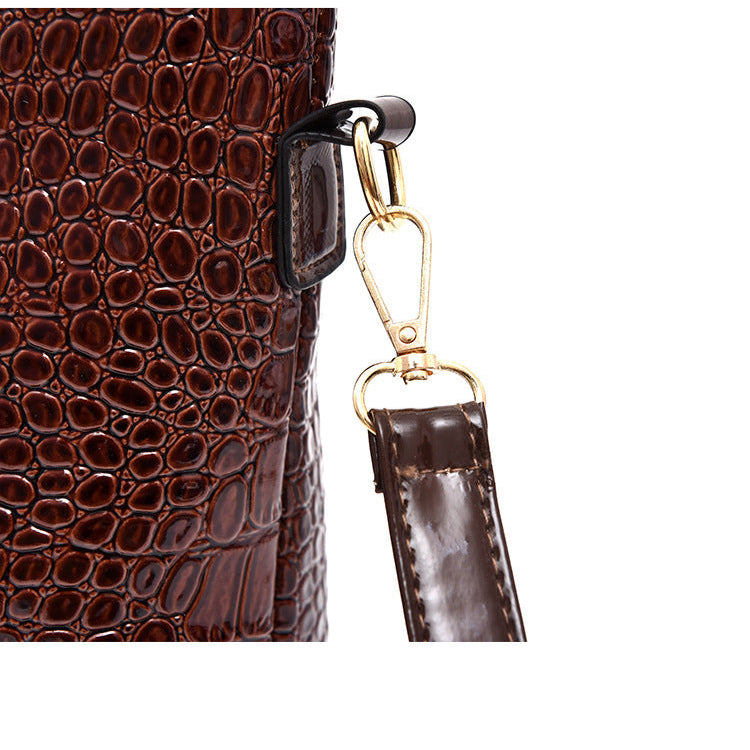 Set 6 Genti Piele Ecologică, Aspect Crocodil, Maro