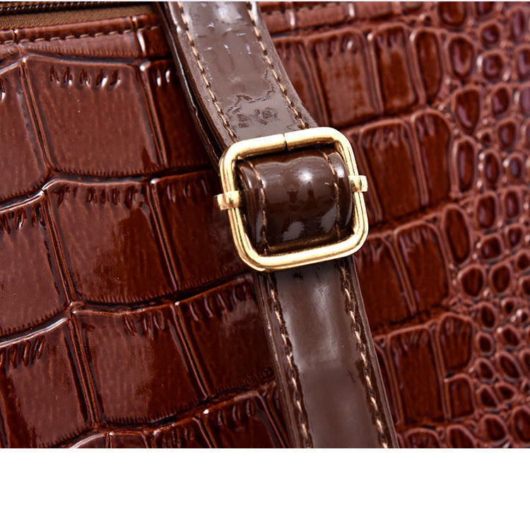 Set 6 Genti Piele Ecologică, Aspect Crocodil, Maro