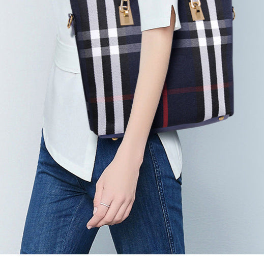Set 6 Genti din Piele Ecologică, Model Dungi, Albastru
