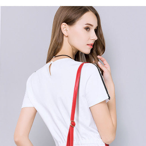 Set 6 Genti din Piele Ecologică, Model Dungi, Roșu