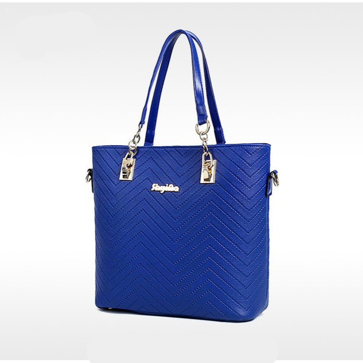 Set 6 Genti din Piele Ecologica, Model Chevron, Alb