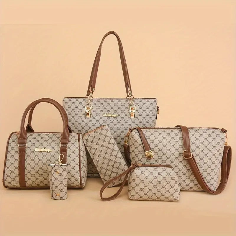 Set 6 Genti din Piele Ecologică, Kaki