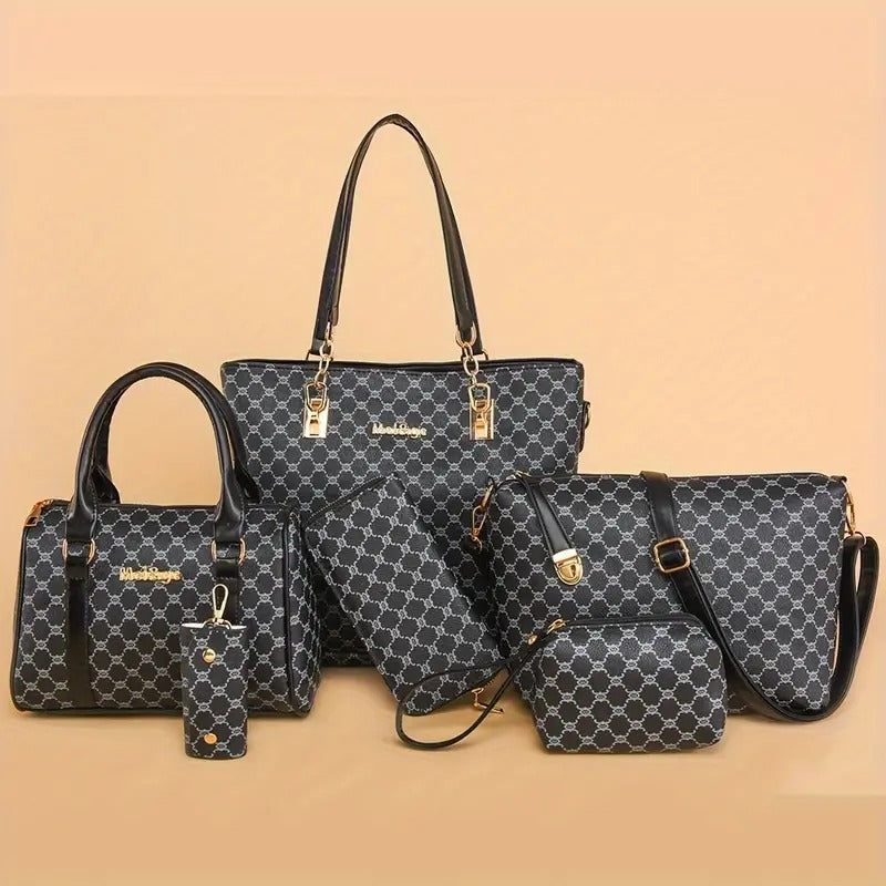 Set 6 Genti din Piele Ecologică, Negru