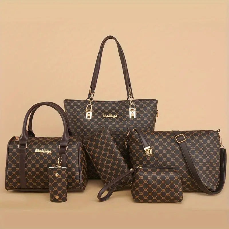 Set 6 Genti din Piele Ecologică, Cafea