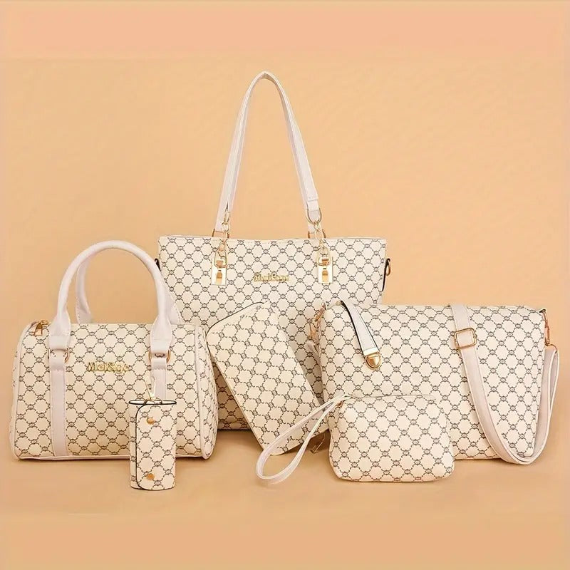 Set 6 Genti din Piele Ecologică, Alb