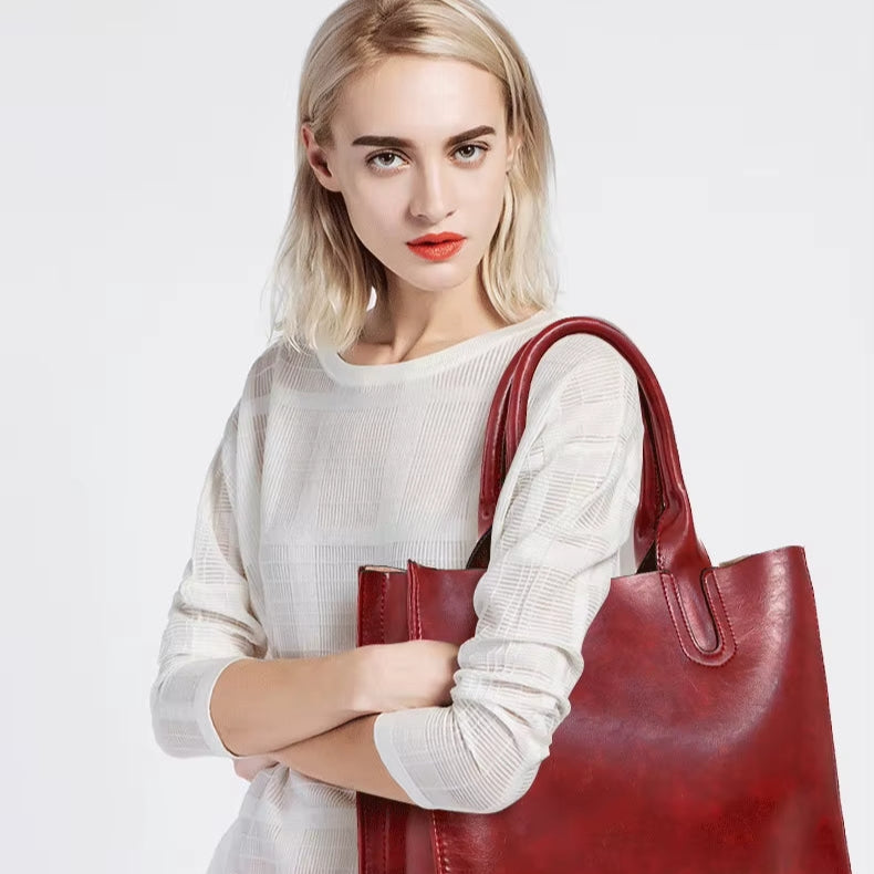 Set 4 Genti din Piele Ecologică Fină Rosu