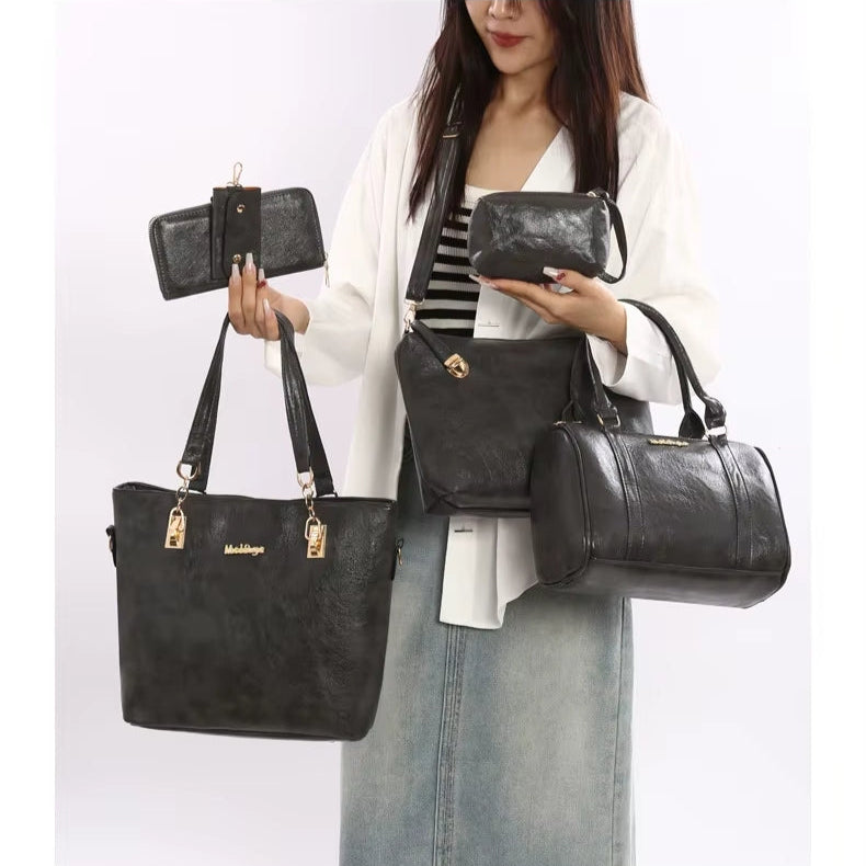 Set 6 Genti Clasice din Piele Ecologică Negru