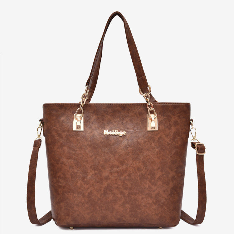 Set 6 Genti din Piele Ecologica, Model Texturat, Maro