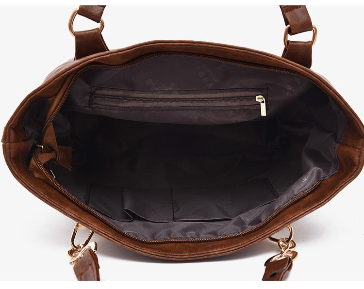 Set 6 Genti din Piele Ecologica, Model Texturat, Maro