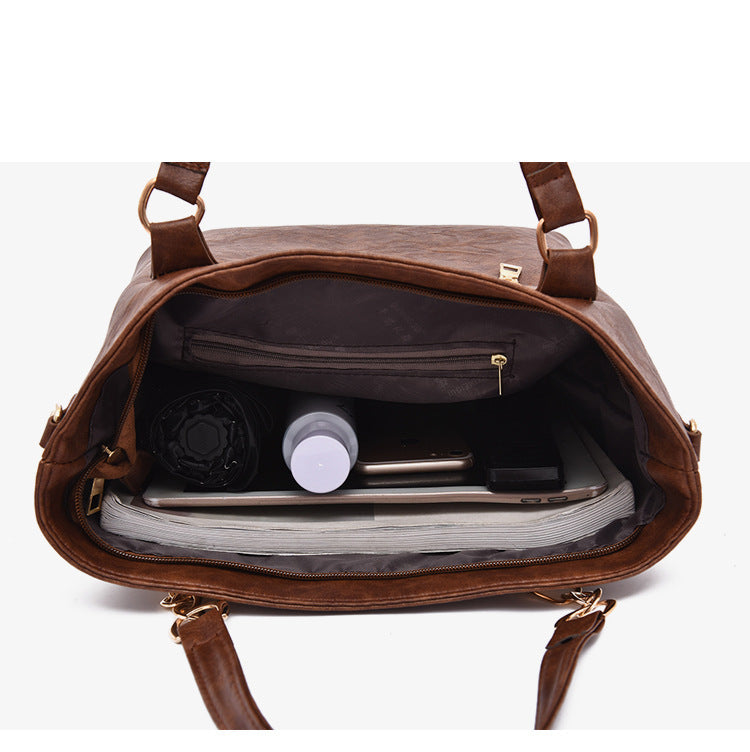 Set 6 Genti din Piele Ecologica, Model Texturat, Maro