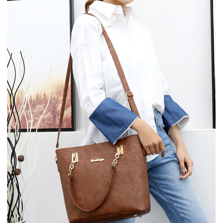 Set 6 Genti din Piele Ecologica, Model Texturat, Maro