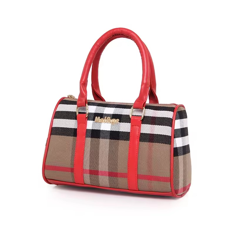 Set 6 Genti din Piele Ecologică, Model Dungi, Roșu