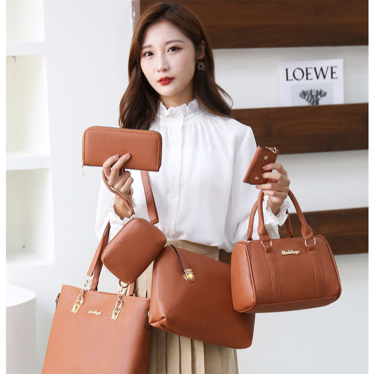 Set 6 Genti din Piele Ecologica, Model Granulat, Negru