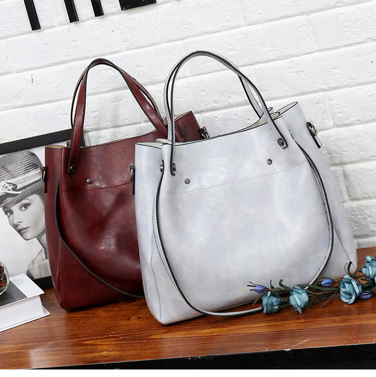 Set 4 Genti din Piele Ecologică Fină Alb