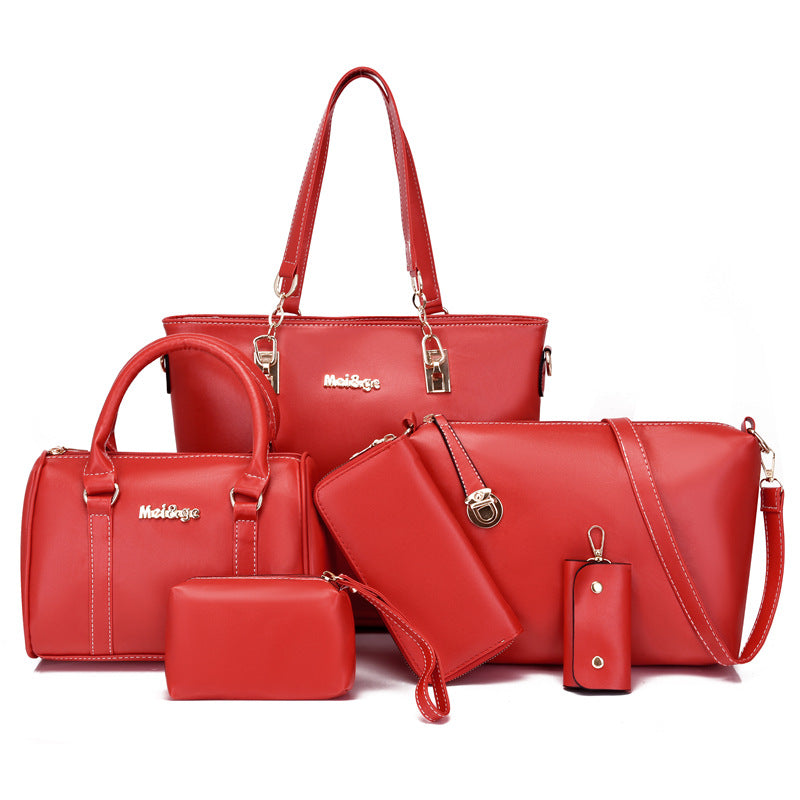 Set 6 Genti din Piele Ecologica, Model Lucios, Rosu