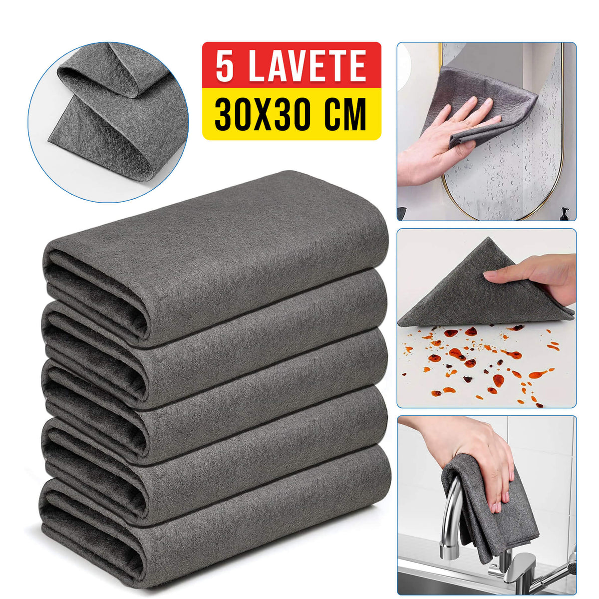 Laveta Magica din Microfibra (set de 5 bucati) – Ofertele Zilei
