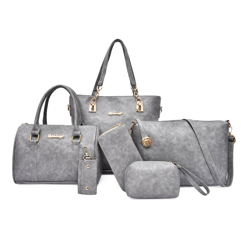 Set 6 Genti din Piele Ecologica, Model Texturat, Gri