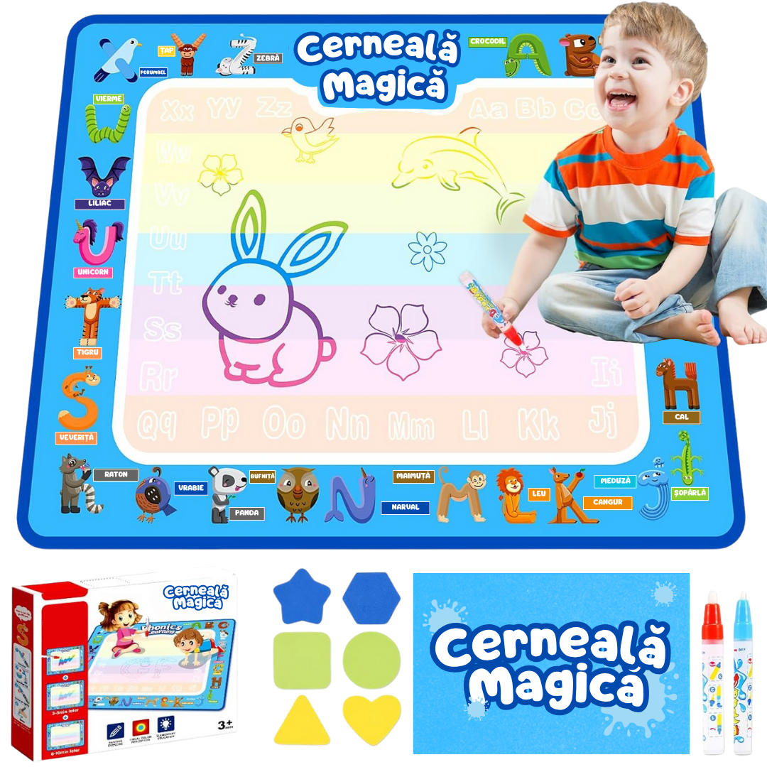 Covoraș Magic – Set pentru Desen Fără Murdărie cu Apă + 7 Markere Cadou – Ofertele Zilei