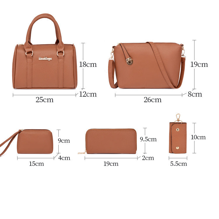 Set 6 Genti din Piele Ecologica, Model Granulat, Negru