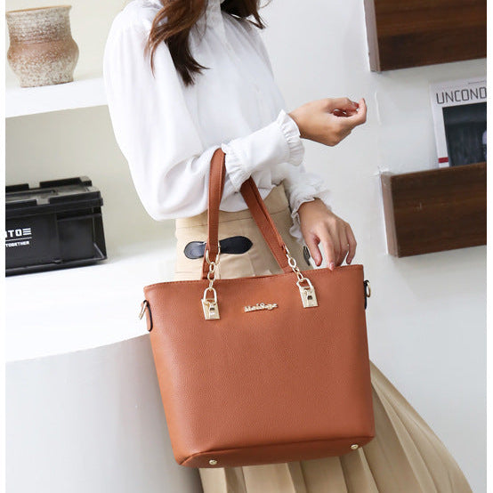 Set 6 Genti din Piele Ecologica, Model Granulat, Negru