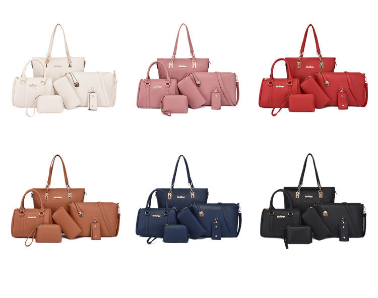 Set 6 Genti din Piele Ecologica, Model Granulat, Negru