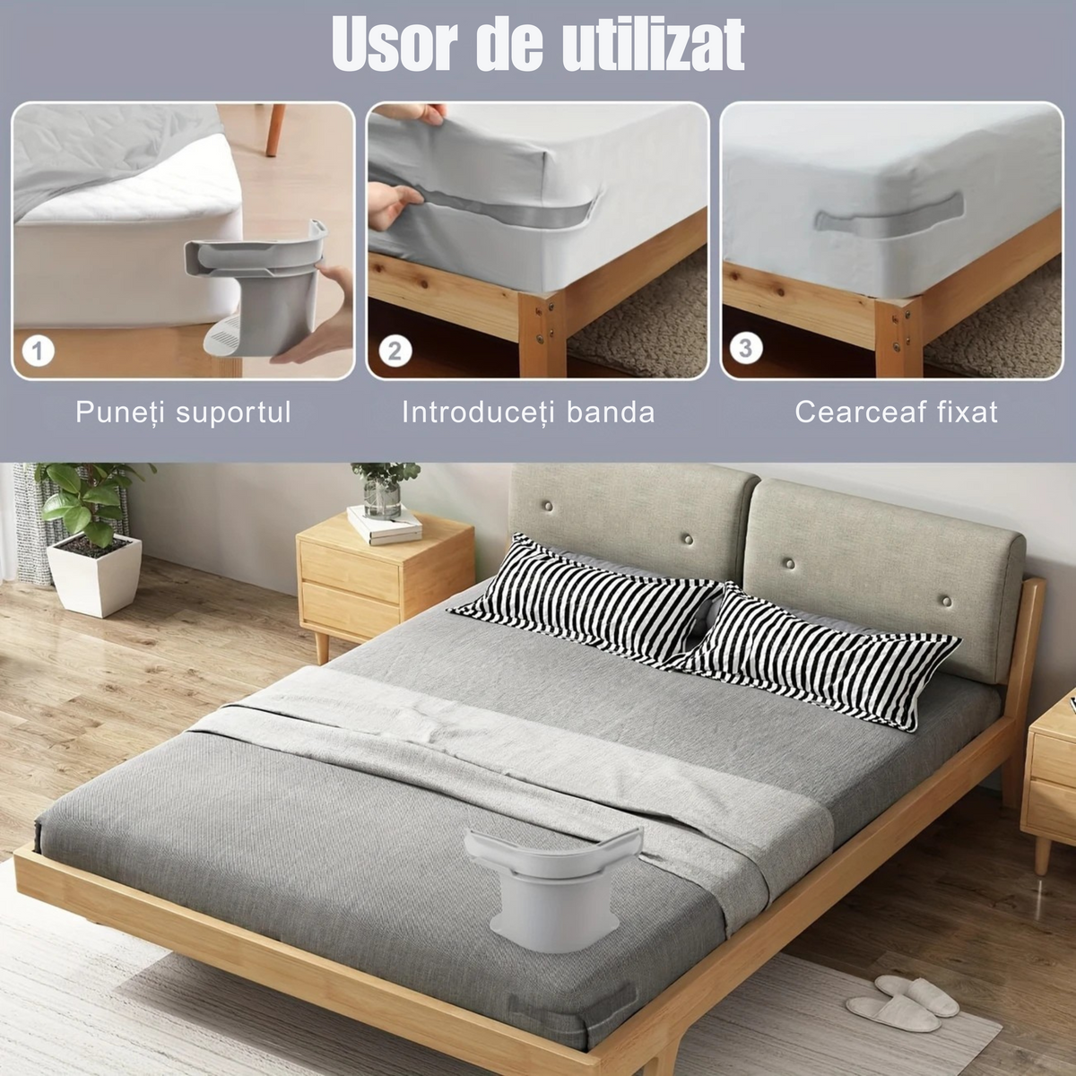 FixCearceaf – Set 4 Suporturi pentru Fixarea Perfectă a Cearsafului – Ofertele Zilei