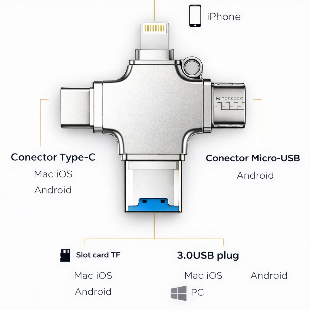 Cititor de Carduri Compatibil cu iPhone, iPad, USB C și Lightning – Ofertele Zilei
