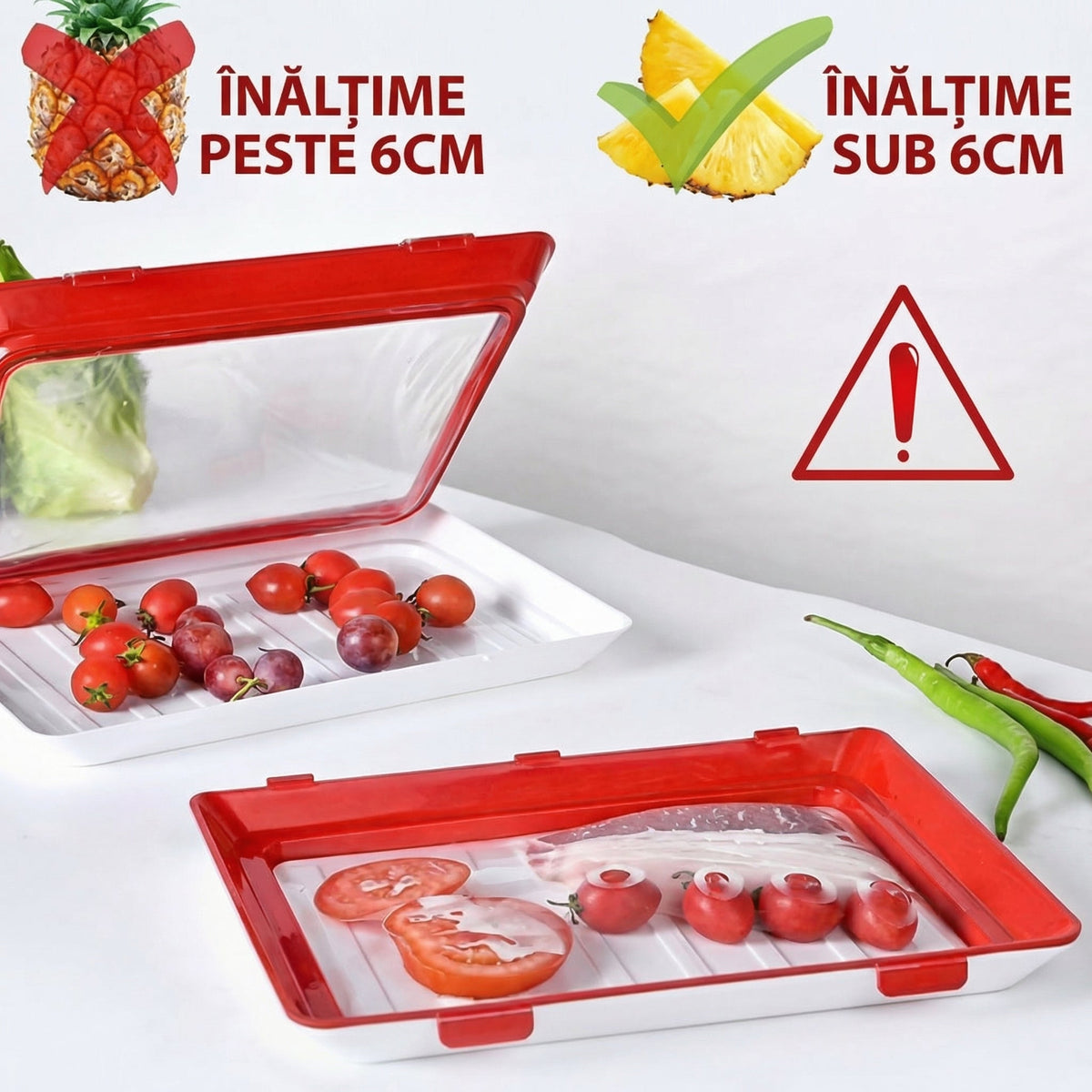 Set de 4 Tăvi de Depozitare pentru Alimente Proaspete la Frigider – Ofertele Zilei